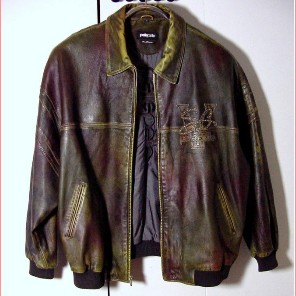Pelle Pelle Marc Buchanon Vtg Leather Jacket Moss Green Soda Club Sz 60 - Picture 2 of 12